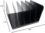 Huron Desktop File Binder Organizer Storage Vertical 5 Slot, Black Commercial Grade Steel
