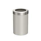Gatco 1931SN Modern Round Waste Basket, Matte Pearl and Satin Nickel Combo / 11.88" H x 7.63" Dia Open Top Stainless Steel Trash Can with Removable Lid, 11 Liter Capacity
