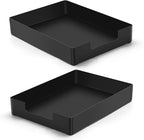 AZFUNN Letter-Size Tray Desk Letter Tray Paper Tray, Sturdy Heavy-Duty Plastic Printer Paper Tray, Single-Tier Stackable File Storage Organizer for Office Home (2, Black)
