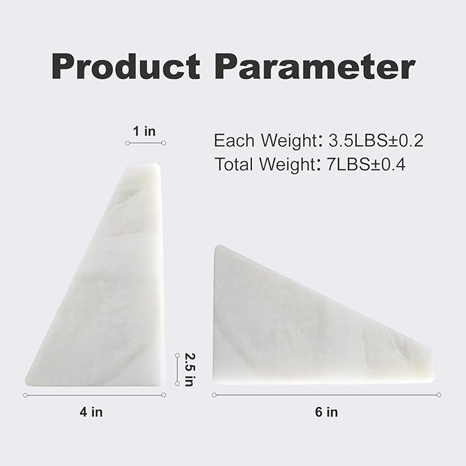 Karibiber Marble Book Ends, Non-Skid Bookends for Shelves, Composite Bookend with Natural Marble, Heavy Duty Book Stopper, Collected CDs and Oversized Books Organizer, Gold & Black Decorative Bookends