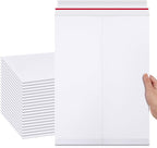ReliThick 50 Pcs 13 x 17.75 Inch Large Rigid Mailer Self Photo Document Mailers Adhesive Stay Flat White Cardboard Envelopes White Kraft Envelopes for Art Prints Cd Photos Document