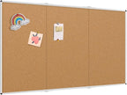 VIZ-PRO 96" x 48" Large Cork Bulletin Board, Foldable & Wall-Mounted Notice Pin Board with Silver Aluminum Frame, for School Home Office - 8' x 4' Corkboard