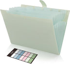 SKYDUE Expanding File Organizer with 8 Pockets, Accordion File Folders with Labels, Portable Document Paper Bill Receipt Organizer, Home College School Office Supplies, Letter Size,Light Green