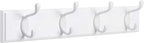 SONGMICS Wall-Mounted Coat Rack, Hook Rack, 4 Dual Metal Hooks, for Coats, Bags, Keys, in the Entryway, Bedroom, Living Room, White ULHR23WT