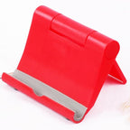 JUSDIQIR Cell Phone Stand for Desk Foldable Cell Phone Holder Desk Tablet Holder Mobile Phone Dock, Multi-Angle Universal Adjustable Tablet Dock Compatible with Most Cell Phones (Red)