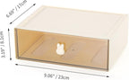 OSteed Desktop Drawers, Desk Organizer with 1 Large Drawer & Bunny Handles, Stackable Plastic Storage Box for Home Collection, Cosmetics, Office Supplies (1 Tall Layer, Cream & Clear)