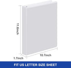 Comix D-Ring Basic View Binder 1 inch 3 Ring Binders, 2.4mm-Thick, Hold 225 Sheets of 8.5" x 11" Paper, 12 Pack (White)
