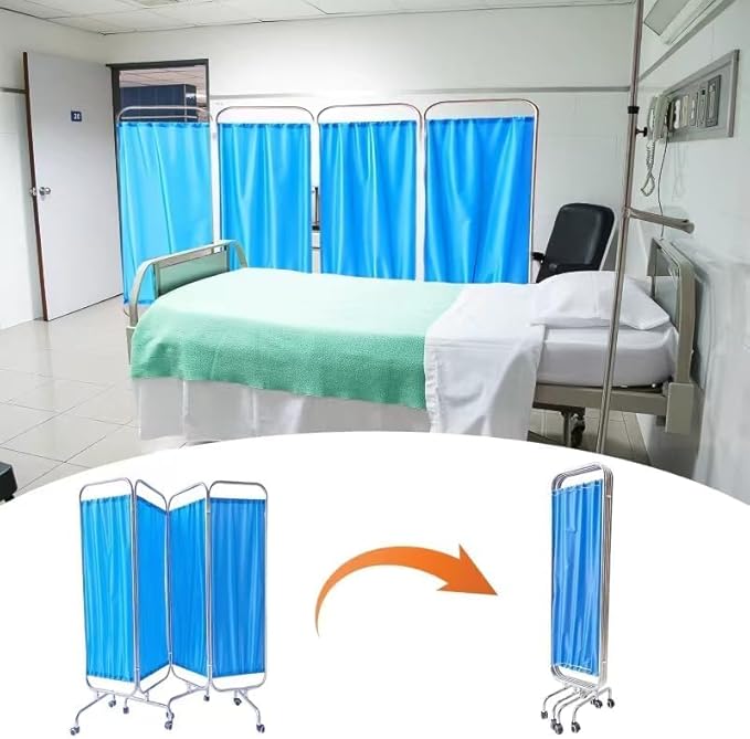 Portable Medical Privacy Screen, Medical Privacy Screen on Wheels, Rolling Medical Room Divider for Hospitals Clinics Bedrooms Beauty Salon (Blue, 5 Panel)
