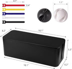 TuweChen Cable Management Box - Large Cable Organizer Box to Hide Wires & Power Strips, TV & Desk Computer Wires, Cord Organizer Box for Home & Office, Black