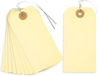 SallyFashion 120 PCS Manila Tags with Wire, 4 3/4" x 2 3/8" Heavyweight Shipping & Inventory Labels, Blank for Price, Gift, Retail, Crafts, Warehouse & Office