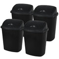 Uumitty 4-Pack Swing Top Wastebasket, 8 Gallon, Black, Modern Plastic Garbage Bin for Kitchen, Bathroom, Garage and Workspace, Fits 8 Gal Liners