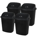 Uumitty 4-Pack Swing Top Wastebasket, 8 Gallon, Black, Modern Plastic Garbage Bin for Kitchen, Bathroom, Garage and Workspace, Fits 8 Gal Liners