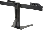 Displays2go Desk Stand for Two Monitors, Holds 2 TVs, Metal, Aluminum, Plastic, MDF – Black (TBLMMD32)