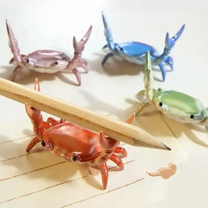 Crab Pen Holder for Desk, Cute Multifunctional Weightlifting Desk Crab Pencil Holder Organizer for Pens, Pencils & Makeup, Funny Desktop Decor Gift for Home Office School (Blue)