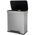 PayLessHere Dual Compartment Recycling Trash Can with Removable Buckets, 60L Stainless Steel Foot Pedal Trash Can with Soft-Close Lid for Home, Kitchen, Office, Bathroom.