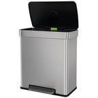 PayLessHere Dual Compartment Recycling Trash Can with Removable Buckets, 60L Stainless Steel Foot Pedal Trash Can with Soft-Close Lid for Home, Kitchen, Office, Bathroom.