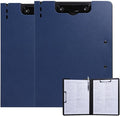 FRETONBA Clipboard Folder, 2 Pcs A4 Foldable Clipboard with Horizontal and Vertical Double Metal Clips, 360 Degree Foldable Binder Clipboards with Pen Holder, File Cover Work Folder Clipboards, Blue