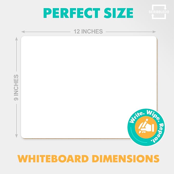 Scribbledo Small White Board Dry Erase Mini Whiteboard 9x12 Inch Small Dry Erase Board Marker Board Dry Erase Lapboards Handheld Personal White Boards for Students Whiteboard Office