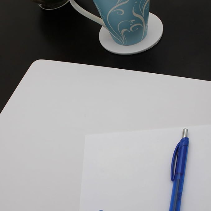 Dacasso 17" x 14" White Leatherette Luxury Conference Table Pad - Desk Blotter for Writing - Boardroom Organization & Executive Desk Decor