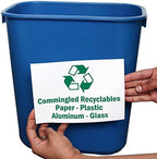 SmartSign 10 x 14 inch Commingled Recyclables - Paper, Plastic, Aluminum, Glass Sticker Label with Symbol, 3 mil Laminated Adhesive Polyester, Green and White, Made in USA