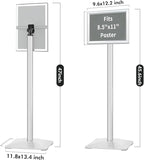 INNOVSIGN 3Packs Heavy Duty Adjustable Pedestal Poster Sign Stand, 8.5x11 Aluminum Open Floor Standing Sign Holder for Vertical and Horizontal View Display (8.5x11,Silver)