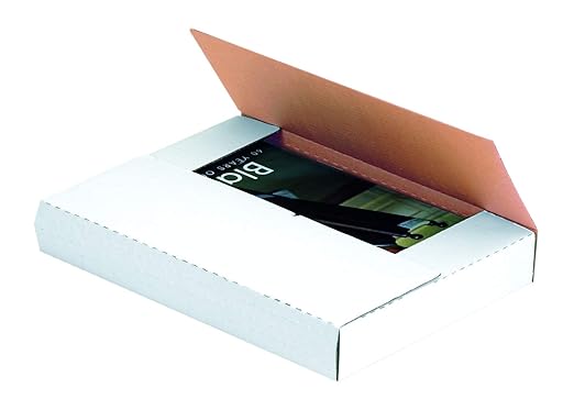 Tape Logic TLM752BF Easy-Fold Mailers, 7 1/2" x 5 1/2" x 2", White (Pack of 50)