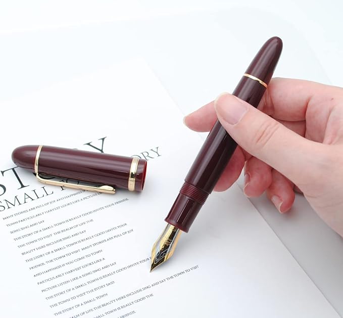 JINHAO X159 Fountain Pen (EF Nib 0.38mm, Wine Red with Gold Clip)