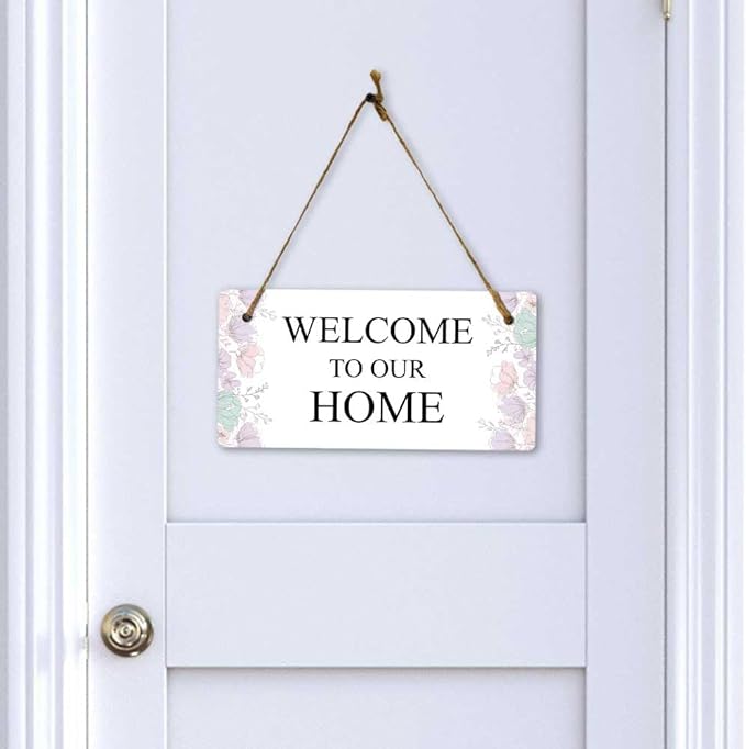 Signs ByLITA Spring Pastel Florals Personalized Hanging Wall or Door Sign (5 x 10") | Custom Signage for Your Home & Business