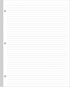 3-Hole Lined Refill Paper, Letter Size Punched Ruled Filler, 100 Sheets / 200 Pages, 100gsm White Paper, 8.5'' x 11''