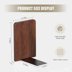 Book Ends, Non-Slip Bookends, Heavy Duty Wooden Bookend Support for Books and Movies (1, Square bookends)