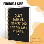 Mhfpl Don't Rush Me I'm Waiting for The Last Minute Black Golden Spiral Blank Notebook, Funny Gifts for Procrastinator Coworker College Student Employee, Office White Elephant Gifts for Colleague