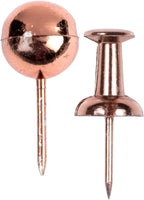 JAM PAPER Colorful Push Pins - Flat & Round Head Thumb Tack Combo Set - Rose Gold Pushpins - 200/Pack