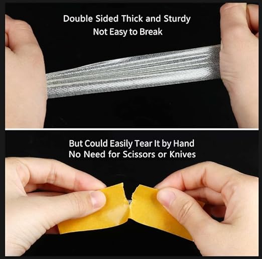 MILEQEE Double Sided Tape Heavy Duty, 1in x 164FT, Extra Large Universal High Tack Mounting Tape, Strong Wall Adhesive Strips Fiberglass Mesh, Sticky Clear Tape, Picture Poster Decor, Easy Use