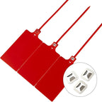 200Pcs Plastic Seals Shipping Label Tags, Writable Marker Big Sign Tie for Logistics, 255mm Total Length Self Locking Inventory Waterproof Tag Fastener (Red)