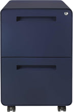 Laura Davidson Furniture Stockpile 2 Drawer Mobile File Cabinet with Lock - Under Desk Metal Filing Cabinet, Legal/Letter File Folders, Wheels and Stationary Feet, Pre-Assembled, Navy Blue
