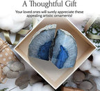 Nature's Decorations A+ Quality Blue Agate Geode Bookends - Heavy Duty with Non-Skid Rubber Bumpers for Shelves, Office, Home Decor - Cool Crystal Stone (1 Pair 2-3 LB)