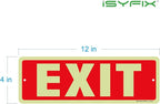 iSYFIX Exit Glow in the Dark Sign Aluminum – 2 Pack 12x4 Inch – Photoluminiscent, Laminated for Ultimate UV, Weather & Fade Resistance, Indoor & Outdoor for Business, School, Office, Warehouse