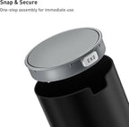 EKO Mini Desk Trash Can with Swing-Top Lid 0.4 Gallon Small Table Round Wastebasket for Office, Home, Car (Black)