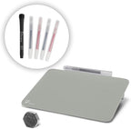 TOWON Small Glass Dry Erase Board, Desk White Board with Standing, Mini Whiteboard Easel Pad Set, Stenography Artifact for Office, Home and School Supplies, 8 x 6 Inches, Gray