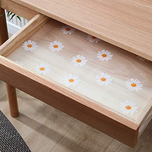 Daisy Shelf Liner for Kitchen Cabinets – Non-Adhesive, Non-Slip Drawer & Refrigerator Liner – Waterproof, Washable Cabinet Mat Floral Pattern, Easy to Cut & Install – Fits Pantry, Bathroom, Office