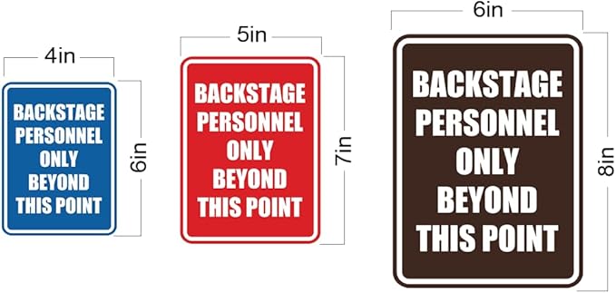 Portrait Round Backstage Personnel Only Beyond This Point Door or Wall Sign Easy Installation | Music | Concert | Festivals Sign (Navy Blue/White) - Medium (5 Pack)
