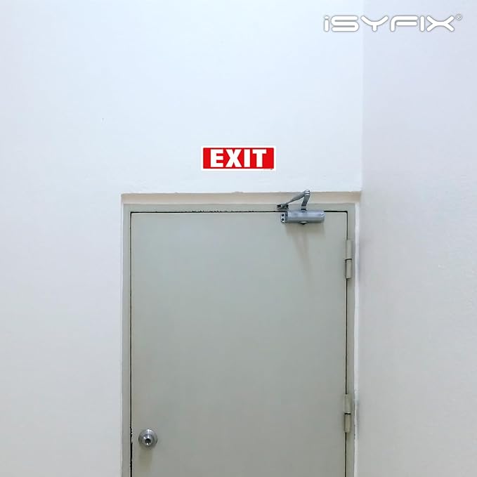 iSYFIX Exit Signs Stickers – 6 Pack 12x4 Inch – Premium Self-Adhesive Vinyl, Laminated for Ultimate UV, Weather, Scratch, Water and Fade Resistance, Indoor and Outdoor