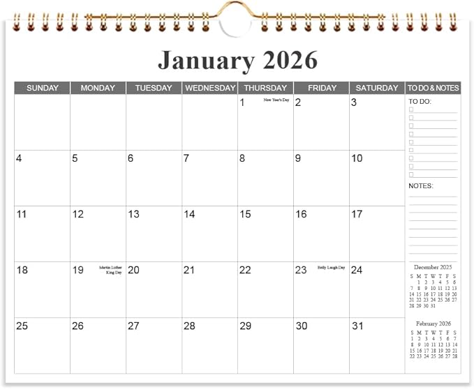 2026 Calendar - 18 Months Calendar 2026-2027 from January 2026 - June 2027, Wall Calendar 2026-2027 with Thick Paper, 11.5" x 14.5", Black
