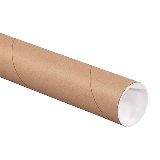 Aviditi BOX USA Mailing Tubes, 3" W x 15" H, 24-Pack - Round Corrugated Tubes for Mailing and Storage of Blueprints, Artwork, Crafts, Posters, Long Art Holder