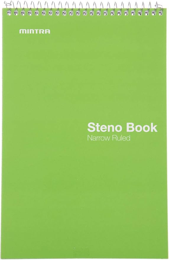 Mintra Office Steno Books - (Primary Colors, 4 Pads/Pack, Narrow Ruled), 6inx9in, 70 Sheets, Notebook for writing notes in school, university, college, work, office