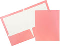 JAM PAPER Laminated Two Pocket Glossy School Folders - Letter Size - High Gloss Baby Pink Pastel - Bulk 25/Pack