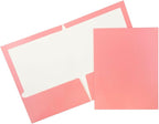 JAM PAPER Laminated Two Pocket Glossy School Folders - Letter Size - High Gloss Baby Pink Pastel - Bulk 50/Box
