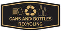 Fancy Cans and Bottles Recycling Sign (Black Gold) - Large