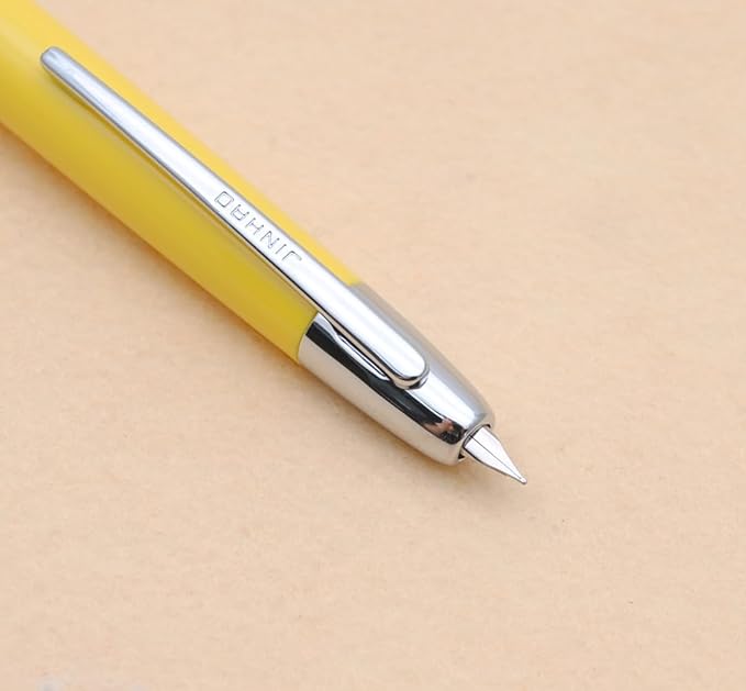 JINHAO 20 Press Fountain Pen, Retractable Capless Resin Pen with Ink Converter (EF Nib 0.4mm, Lemon Yellow)