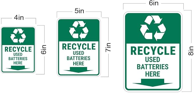Portrait Round Plus Recycle Used Batteries Here Door or Wall Sign | Health & Safety Signage - Large